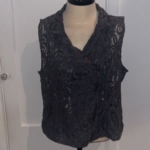 INC international concepts gray lace zippered moto vest